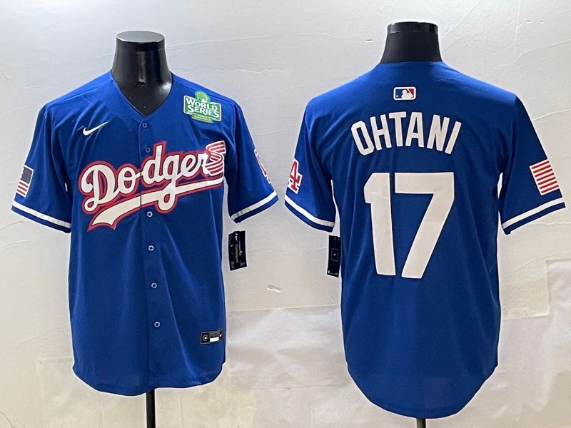 Men Los Angeles Dodgers 17 Ohtani Blue Second generation Joint Name Nike 2025 MLB Jersey style 15